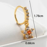 Orange / 1 Piece Simple Series Classic Star Copper  Gold Color Zircon Women's Dangle Earrings Picture2